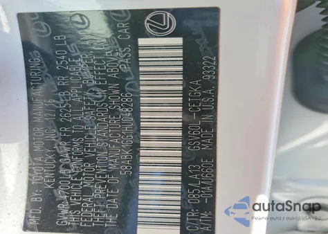 2017 Lexus Es 350 from USA, damaged, VIN 58ABK1GG1HU048286